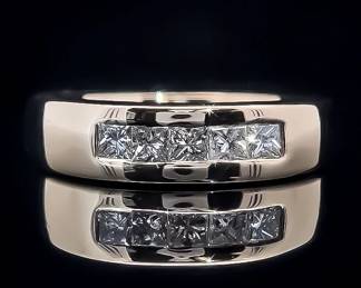 Men's Heavy Gold Diamond Ring in 14k Gold