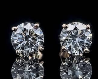 2 Carat Diamond Stud Earrings in 14k Yellow Gold