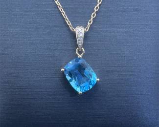 Topaz and Diamond Pendant in Gold