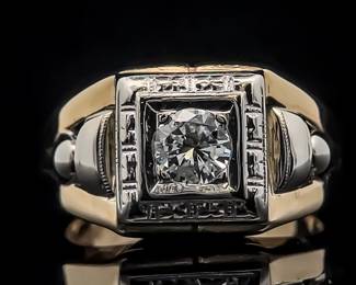 Men's Diamond Ring in Heavy 14k Gold