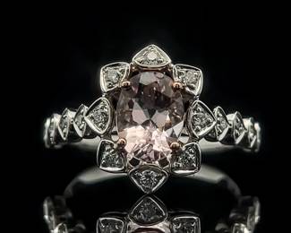 Morganite and Diamond Ring in 14k Gold
