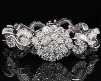 Custom Made, Vintage 12.22 Carat Diamond Peek-a-Boo Watch Bracelet from Prominent Minnesota Estate in Platinum; $43,660 Retail