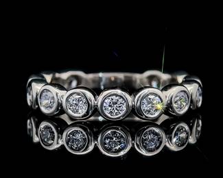Diamond Bezel Set Band in 14k White Gold