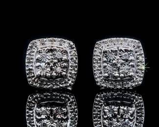 Diamond Earrings in Sterling Silver