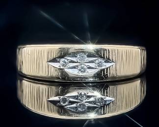 Men's Mid-Century Modern Estate Ring with Diamonds