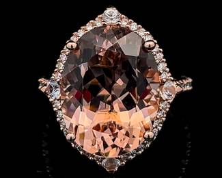 Morganite and Diamond Ring in 18k Gold