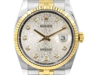 Rolex Datejust 36mm Model 126233 - Silver Jubilee Diamond Elegance in Yellow Gold & Steel - Complete Set with Box and Hang Tag