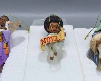 Lot of Thomas Blackshears Ebony Visions Ornaments The Young Shepherd, Darling Ducky  Glad Tidings