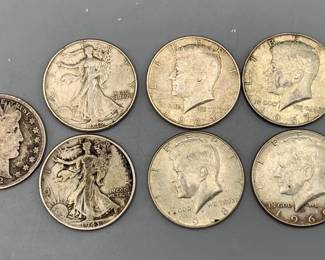 Barber, Kennedy and Walking Liberty Half Dollars 1912, 1940s  1960s