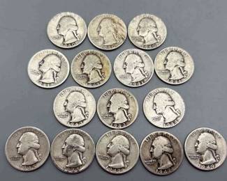 15 Washington Quarters 1940s