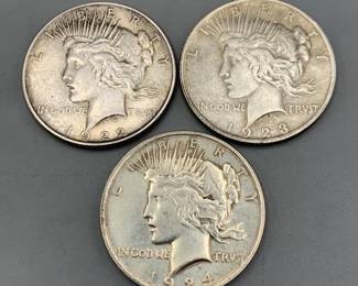 Peace Dollars 1922, 1922S, and 1934D
