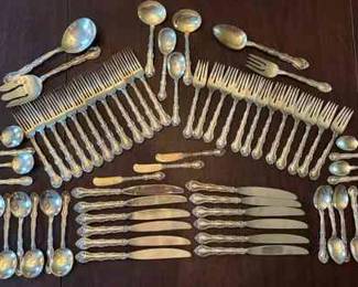  05 Alvin Sterling Flatware Set Service For 12 Plus Serving Pieces 
