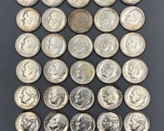 50 Roosevelt Silver Dimes, 1960s