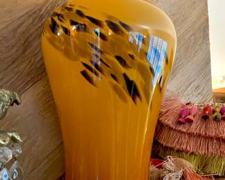 Blown Glass Butterscotch Yellow & Brown Vase