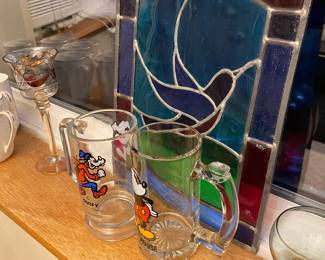 Multicolored Stained Glass with Bird Design