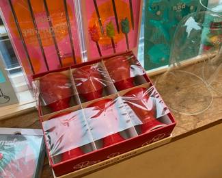  Nod Pineapple Swizzle Spoons, Nod Sea Shell Ice Tray, Set of 6 Red Ceramic Egg Cups