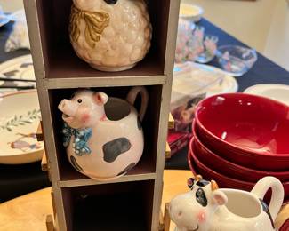 Farm Themed Ceramic Creamer Pitchers -  Lamb, Cow, Pig