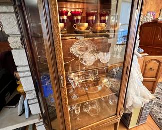 Bow Front Oak/Glass Curio Cabinet