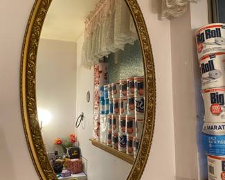 Gold Tone Oval Medallion Mirror