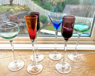 Assorted Hand Blown Cordial Glass Stemware