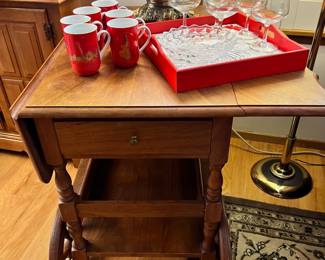 Drop Leaf Wood Tea Cart