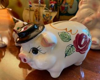 Pig in a Hat Piggy Bank - Made in Taiwan