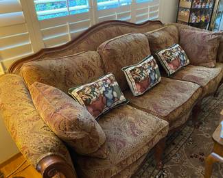 Brown/Red Paisley Upholstered Couch