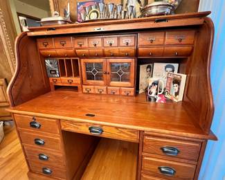 Victorian Solid Oak Roll Top Desk 
