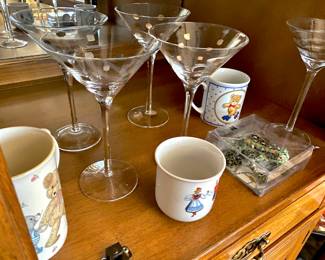 Set of 4 Polka Dot Martini Glasses