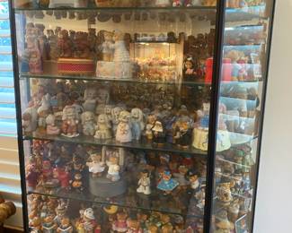 7 Tier Black Curio Cabinet with Glass Front