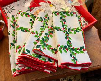 Set of Holly Christmas Napkins