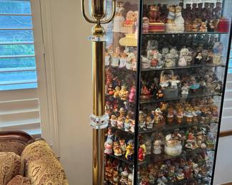 Brass Torchiere Floor Lamp with Fanned Shade