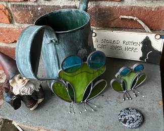 Two Stained Glass Suncatcher Frogs