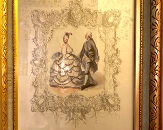 Framed Lithograph "  Regne de Louis XVI 1768" by Achille Deveria