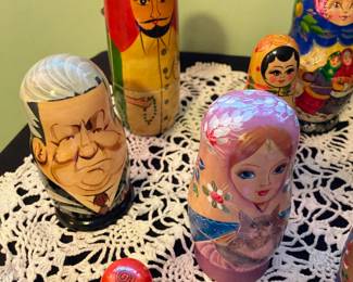 Political Leader Themed Russian Nesting Dolls, Arab Russian Nesting Dolls, Assortment of Russian Nesting Dolls 