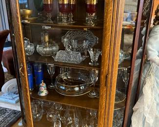 Bow Front Oak/Glass Curio Cabinet