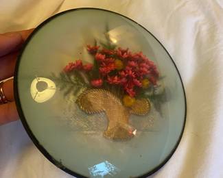 Convex Dome Glass Dried Floral Wall Decor