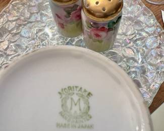 Noritake Sugar Bowl with Salt & Pepper Shakers - Rose Pattern