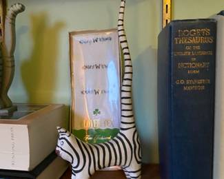 Striped Black/White Cat Figurine Ring Holder