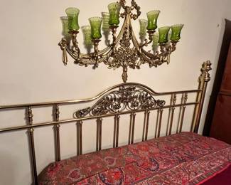 Victorian Style Green/Gold Tone 6 Light Wall Sconce Candle Holder