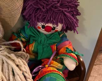 Plush Clown Doll with Yarn Hair