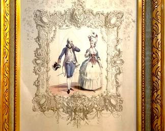 Framed Lithograph " Regne de Louis XVI" by Achille Deveria