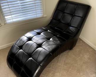 Black Faux Leather Lounge Chair