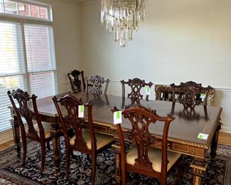 Majestic Maitland Smith Dining Table & Maitland Smith Cabriole Dining Room Side Chairs