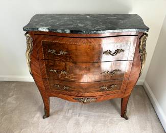 Mid 20th Century Louis XV Style Ormolu Mounted and Marble Top Commode Dresser