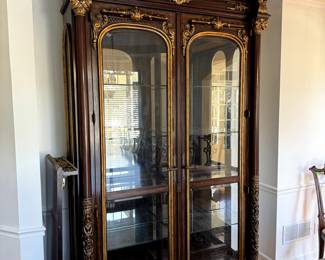 Henredon Arabesque Curio With Solar Bronze Mirror Back Panels