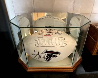 Atlanta Falcons Football Autographed By Julio Jones #11 In Mirrored Display Cases