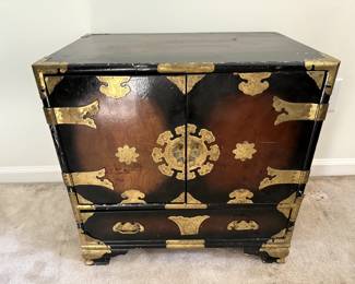 Korean Tansu Style Mahogany Burl Chest / Cabinet