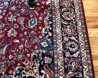 Lovely Red, Cream, and Navy Hand Knotted Area Rug