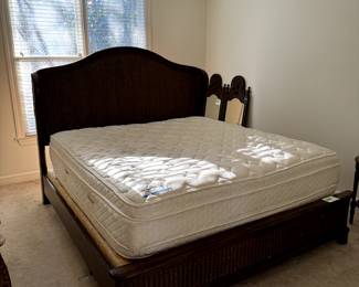Nice King Size Bed with Woven Headboard and Footboard with Mattress Factory Orthopedic Euro Top Mattress, and Box Spring